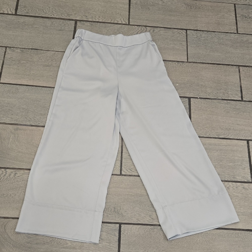 Zara Light Blue Wide Leg Culottes Elastic Waist Trousers 5427/160/819 XS